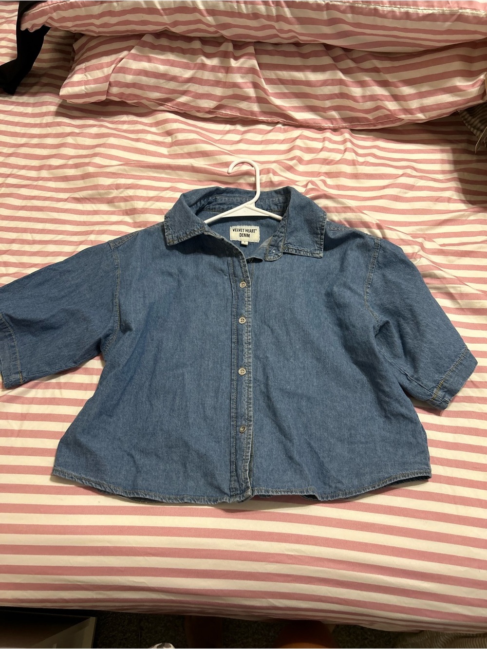 Button-Front Denim Shirt Jacket - Blue
